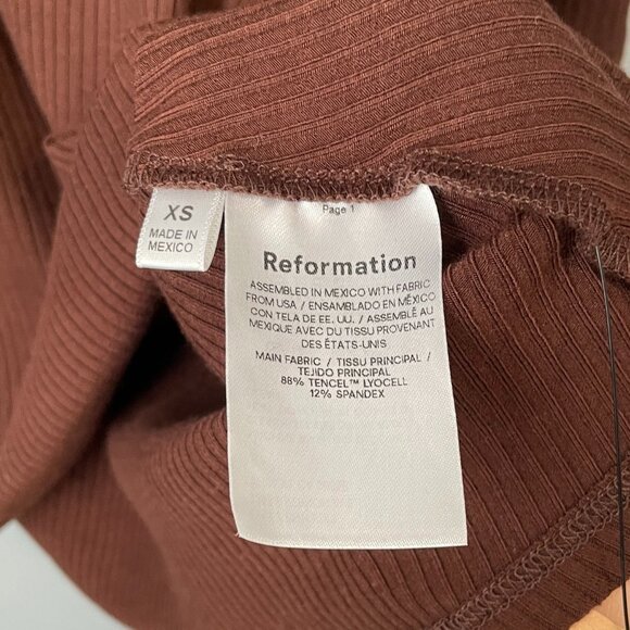 New Reformation Maya Tencel Ribbed Mockneck Dress Cafe Brown XS - Picture 7 of 8